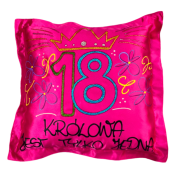 [Ds02-18] Poduszka satynowa Królowa jest tyko jedna na 18